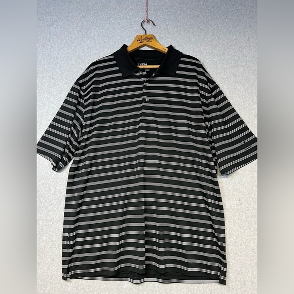 PGA Tour Shirt Mens Large Polo Short Sleve Golf Tee Black - Picture 1 of 3